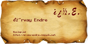 Árvay Endre névjegykártya